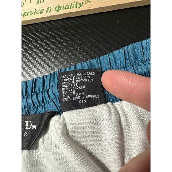 Vintage Christian Dior Monsieur Nylon Track Pants Lined Teal Blue Green Size XL - Picture 5 of 13